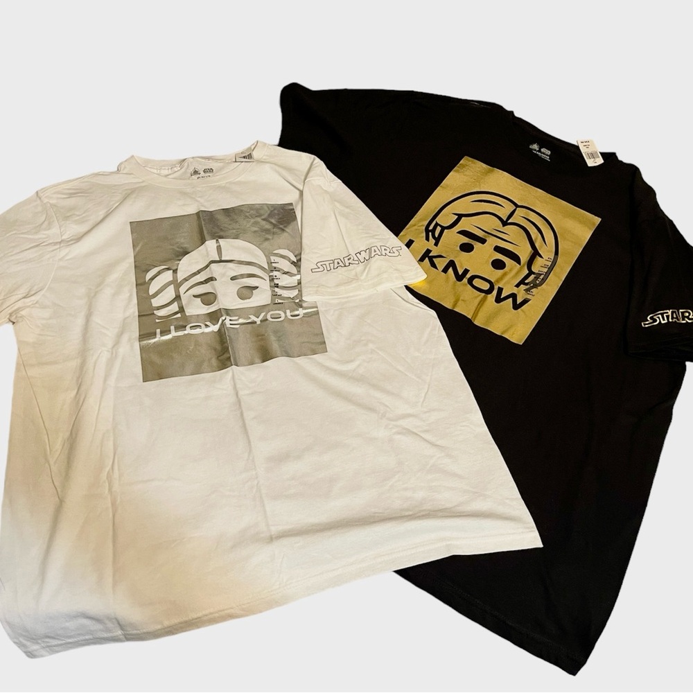 Star Wars Disney Han & Leia Couple’s T shirts-Pair -NWT L&2XL His & Hers